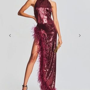 Retrofete Vixen Sequin Feather Dress